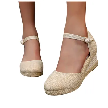 Мода Zapatos De Mujer 2021 Дамски обувки, Сандали с танкетке Дишащи слипоны Открит в Свободното време, Клинове, Сандали