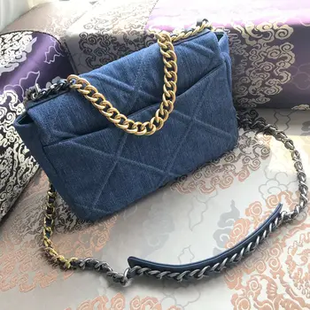 19 серия от Чанти за жени от 2021 луксозни чанти мек деним чанта lady верига клапа messenger чанта на рамото bolsos sac a main