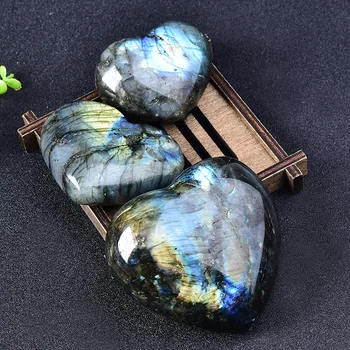 Ново!!! Естествен Модел Лабрадор Минерали Кварцов Камък Във Формата На Сърце Исцеляющий Crystal Декор Подарък