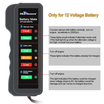 Тестер за спирачна течност Mini 5LED Indicator DOT3 DOT4 Digital Testing Car Alternator Детектор BM310 12V Battery Tester Automotive
