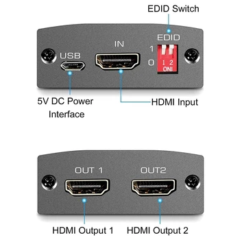 HDMI Splitter 1 до 2 Out Поддръжка функция EDID HDMI Switch 4K@30HZ,1080P,3D,HDCP1.4 за компютър, X Box Fire TV Stick