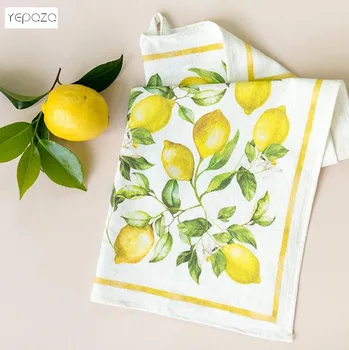 2 бр Home decore pretty lemon кухненски кърпи мек памук брашно чанта кърпи за маса decore чиста покривка за многократна употреба, кърпички