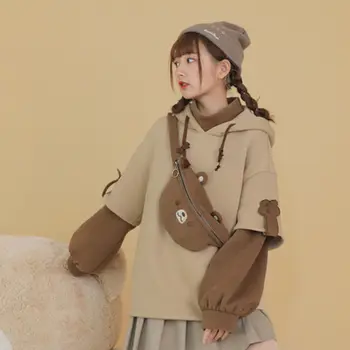 Harajuku естетически мечка аниме hoody жени корейски kawaii crewneck с дълъг ръкав големи градинска kpop есен зима облекло потници