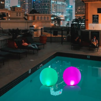 Светлина басейна дистанционно управление надуваеми светлина басейна 14-инчов RGB промяна на цвета на LED осветяване играчка баня светлина топчета, басейн за подово декор градина