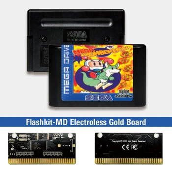 Mega Bomberman - EUR Label Flashkit MD Electroless Злато PCB Карта за игралната конзола Sega Genesis Megadrive