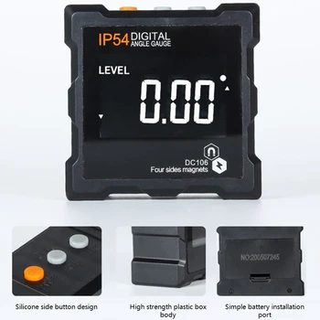 IP54 Ъгъл на Търсещия 4x90 Градуса Инструмент за Измерване 4 Страни Магнитен Транспортир LCD Цифров Сензор Ъгъл С Магнитна Осветление