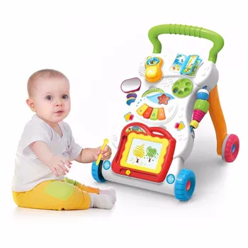 [Смешни] Мултифункционален Регулируем Кола Baby Walker Car Helps Walk Activity Music Мобилен телефон + Електронен орган + Чертожната дъска