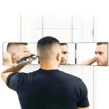 Регулируем 3 лентов огледало добавете самостоятелно огледало Коса огледало трикратно огледало за подстригване и стайлинг, инструмент за рязане занаяти