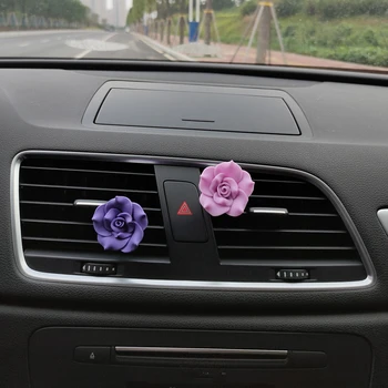 2 бр красиви цветни пластмасови цвете с форма на Женски автомобилни парфюм е Изискан Камелия авто освежители за въздух Парфюми клип
