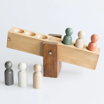 Детска Дървена Люлка Играчка Nordic Wood Educational Play Game Balance Montessori Toys Момиче Момче Child Early Learning Gift Present Toy