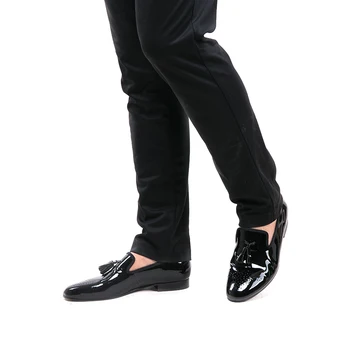 Piergitar черна лачена кожа класически мъжки модел обувки плюс размера на мъжки лоферы с пискюли вечерни и сватбени мъжки чехли за пушачи