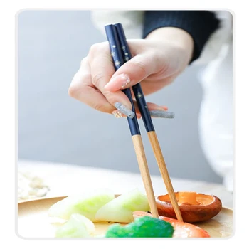 1 Чифт Дървени Китайски Пръчици За Хранене Нескользящие За Многократна Употреба Пръчки Суши Hashi Хранителни Пръчици Посуда Кухненски Прибори Аксесоари