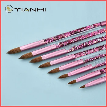TIANMI Pink Beauty Kolinsky Sable Acrylic Нокти Brush with Liquid Flow Glitter Nail Art Brush for маникюр Tools