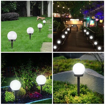 8 Бр./Лот LED Solar Powered Garden Light Outdoor Waterproof Ground Plug In Spherical Bulb Lawn Светлини Solar Panel Landscape Lamp