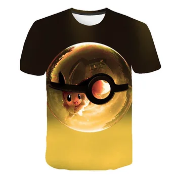 Лятна Модна Тениска на Pikachu Графична Тениска За момичета Тениска O CollarFunny Boy Girl T-Shirt Top