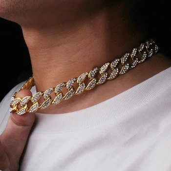 Европейски и американски уличен хип-хоп Кубинската верига на ключицата верига пълен диамантена огърлица