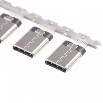 100шт USB 3.1 Type-C Конектор 24-Пинов Щепсел Контакт Straddle Mount Вертикално на печатна платка