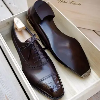 Високо Качество на най-Новата Мъжка Мода Модельная Класически Обувки Кафява Изкуствена Кожа Премия Алпийка Ежедневни Обувки Zapatos De Hombre AG015