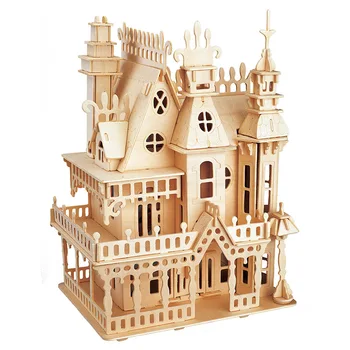 кандис ти! образователни дървени играчки 3D пъзел САМ монтажния комплект дърво цвят момиче мечта къща, Вила изграждане на рожден ден, подарък за Коледа 1p