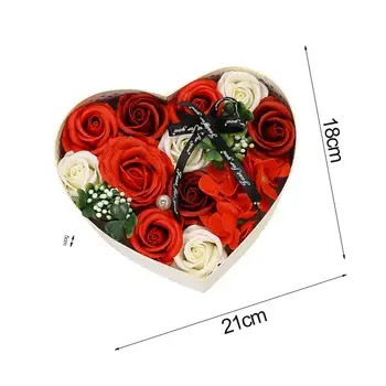Сапун Цвете във формата на Сърце Роза Подарък Кутия Свети Валентин Рожден Ден на Приятелка, Подарък