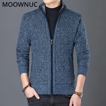 Нов Пуловер, Жилетка 2020 Нов Мъжки Есента Монофонични Модерен Homme Slim Men Smart Casual Пуловери Долната риза от Дебела MOOWNUC MWC
