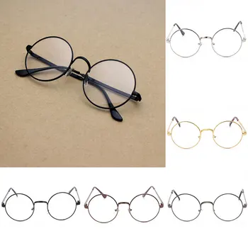 Ретро Мода Унисекс Кръгли Рамки За Очила, Очила Декоративни Очила С Големи Кръгли Прозрачни Лещи Очила Метални Очила