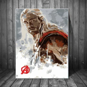 Marvel Thor Painting by Numbers Сам Oil Paintings Draw on Canvas Art Superhero Handpainted Paintings Home Wall Decor Cuadros