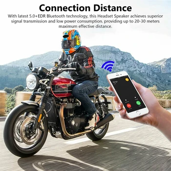 Мотоциклет Шлем Bluetooth 5.0 Слушалки Противоинтерференционный Каска на Мотоциклет Езда Интерком Безжични Хендсфри Слушалки, MP3 Високоговорител