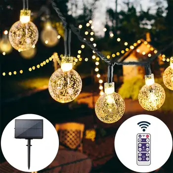 LED Solar String Light 17M Outdoor 100 с Дистанционно Управление, Декоративни осветителни Тела за Градинските Дървета Тераси Коледни Сватби Партита
