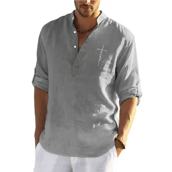 2021 лято нова мъжки ежедневни памучни и бельо дълга бродирана риза памучен и бельо свободна ежедневни красива мъжка риза