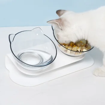 VZZ Пет Cat Dog Slow Feed Protect Spine Bowl Drinking Small Dog Защита Stomach Double Bowl Drinking Dish Feeders Аксесоари