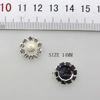 ZMASEY Metal Pearl Buttons Mix Size 10 бр./Лот 14 мм, Шевни Ръчно изработени Аксесоари Flatback Button Decoration Supplies for Wholesale