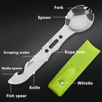 1бр Многоцелеви къмпинг съдове Нож и лъжица богат на функции лъжица за Къмпинг, За Пътуване Инструменти за Оцеляване Бърза доставка