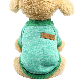 Зелена Модни Дрехи За кучета Плетене на Блузи двуногие Екипировки Класически Пуловер С букви Есен Зима Малко Плюшено Ropa Para Perro