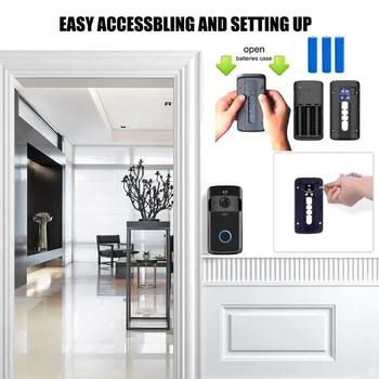 Eshowee Wireless Doorbell Camera Waterproof WiFi Doorbell за Сигурност на Cam With Chime Two-Way Talk PIR Motion Detection Night Vision