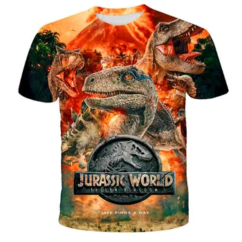 2021 Jurassic Fallen World Kingdom Cool Динозавър Head 3D Print T shirt Boys and girls хип-хоп Tee Tshirt Boy color Clothes Drop