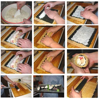 Суши Инструмент 24x24CM Бамбук Прокатный Мат САМ Rice Roller Chicken Roll Hand Maker Кухня Sushi Japanese Maker Tools