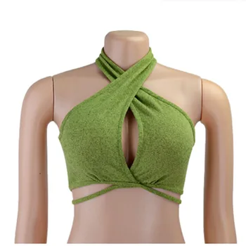 Секси Cut Out Hole Crop Върховете Дамски Дрехи на Оглавник и Кухи Тънки Облегалката Кратък Жилетка 2021 Нова Мода Дамски блузи