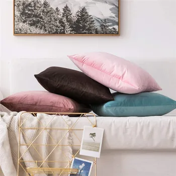 Модерен минималистичен хол разтегателен декоративни възглавници столчето плътен цвят кадифена калъфка