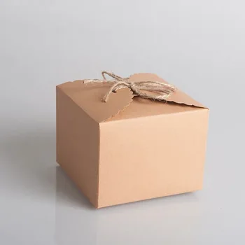10шт Реколта крафтова Хартия, Кутия Бонбони 9*9*6 вижте САМ Рожден Ден, Сватба Полза Подарък Кутия Малка Торта Кутия за Опаковане
