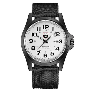мъжки часовник 2021 modern SOKI Fashion Мъжки Военни Часовници Тъкани найлонов Пояс Календар мъжки Кварцов часовник
