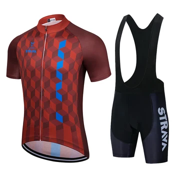2020 Pro Team STRAVA Summer Cycling Jersey Set Дишаща Racing Sport Cycling Jersey Мтб Колоездене Потници Мъжки Велосипедна облекло