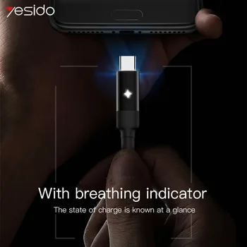 Yesido CA28 Smart Power Off USB Type C Кабел Бързо Зарядно Устройство Type-c Кабел За Samsung S9 S10 Xiaomi Huawei USB с Кабел Кабели За Предаване на Данни