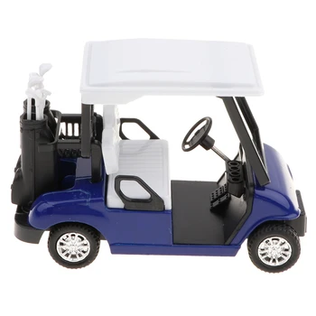 Нов 1:20 Мащабните Мини - Рафтинг Pull Back Golf Cart с Клюшками Diecast Модел Vehicle Playset Toy Office Desk Decor Комплекти - Син