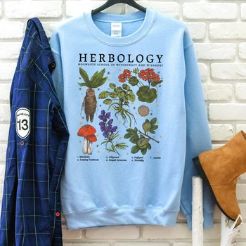Herbology Sweartshirt HP Пуловер Унисекс през Цялата Деколте с дълъг Ръкав Случайни печатни пуловер Magical Wizard Tee Подарък за феновете на HP