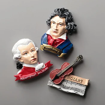 Бетовен хладилник етикети европейските класически музиканти 3d хладилник магнит цигулка музика декорация на дома за събиране на подаръци сувенири