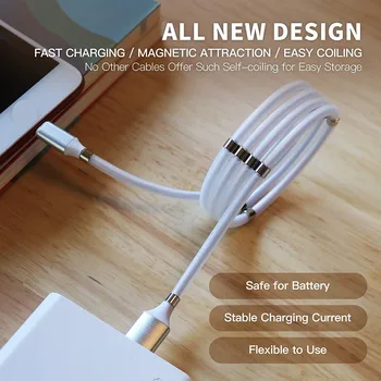 Магнитен Кабел за iPhone 12 Mini 11 Pro X XS Max XR 8 7 6 6S PLUS SE 2020 3.3 ft Premium Type C to A USB Charger Cord