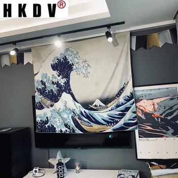 HKDV Голямата Вълна на Канагава Гоблен Стенни Картини за Фон Стенни Килими Плажна Кърпа Тъканта на Одеало Хотел Хол Начало Декор