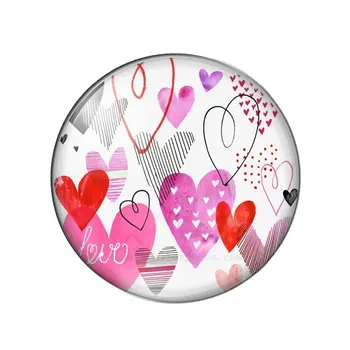 Червен Любов Сърцето Модели Изкуството на Рисуване на Сърцето 12 мм/14 мм/18 мм/20 мм/25 мм Кръгла снимка стъкло кабошон демо плоска задния панел, което Прави изводи