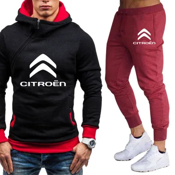 Мъжки Hoody Citroen Car Logo Пролет Есен Хип-хоп Harajuku най-високо качество Памук Мъжки Hoody Спортни Дрехи + спортни панталони 2 бр.